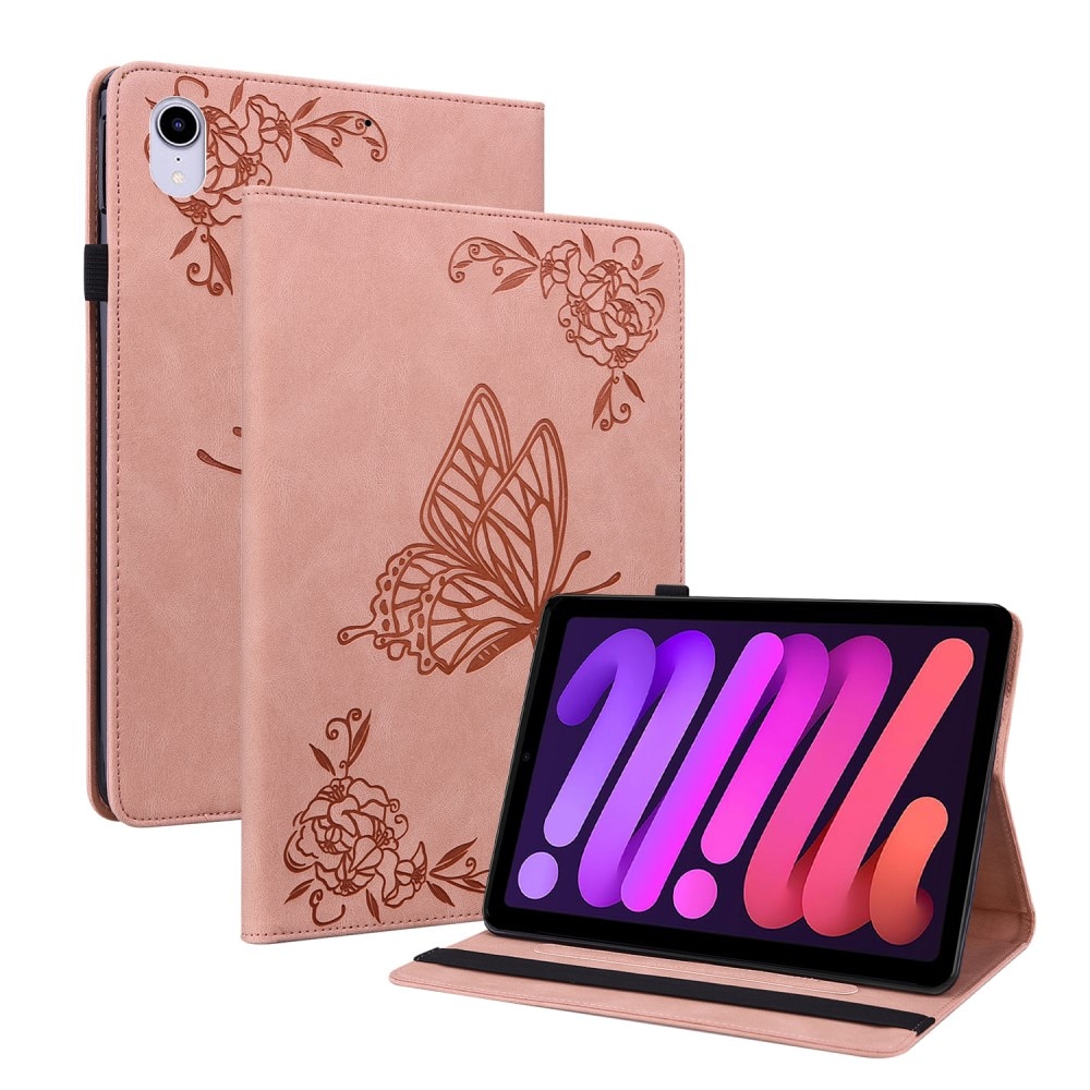 Custodia in pelle con farfalla Apple iPad Mini 7th Gen (2024) Rosa