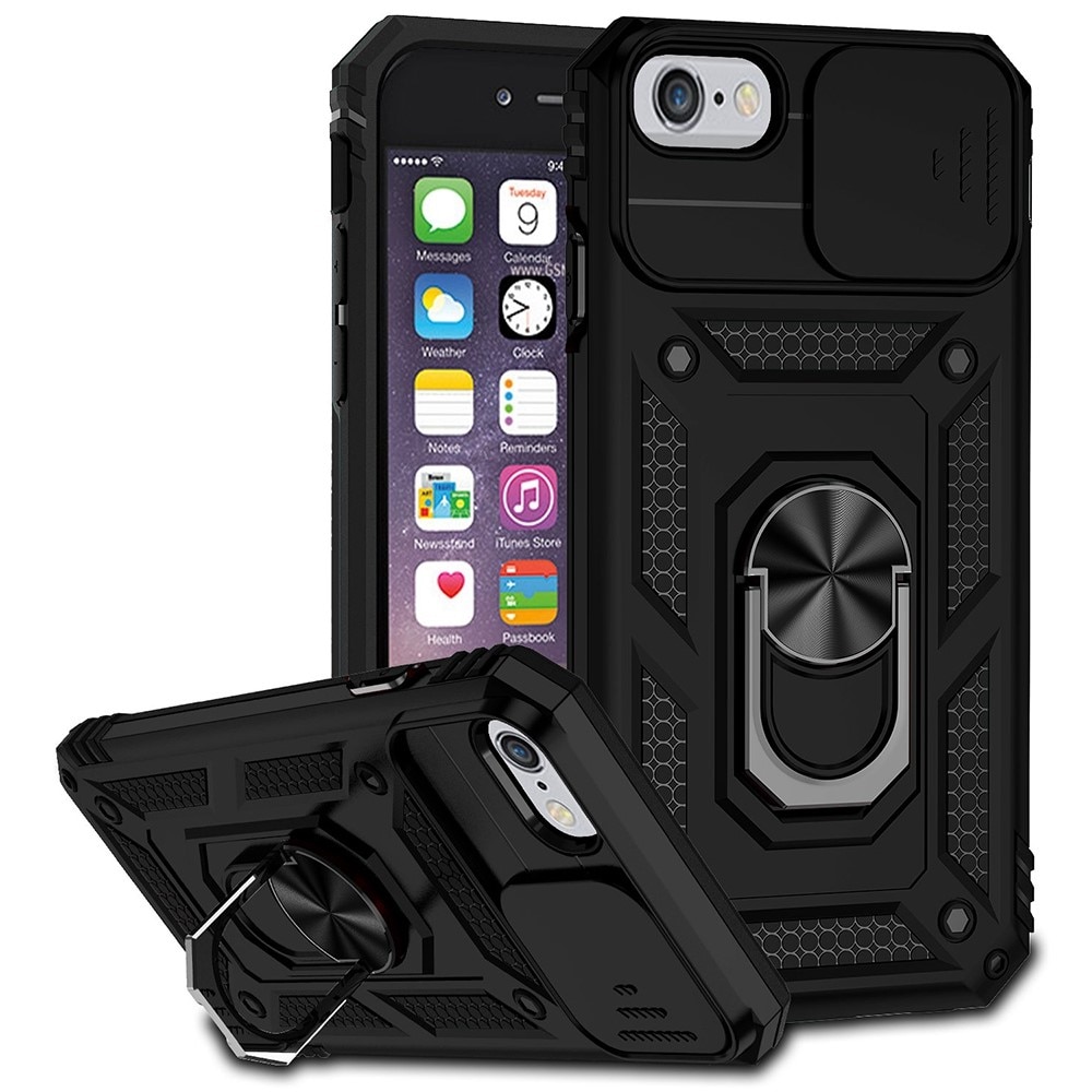 Cover ibride con anello e protezione fotocamera iPhone SE 2022 Nero