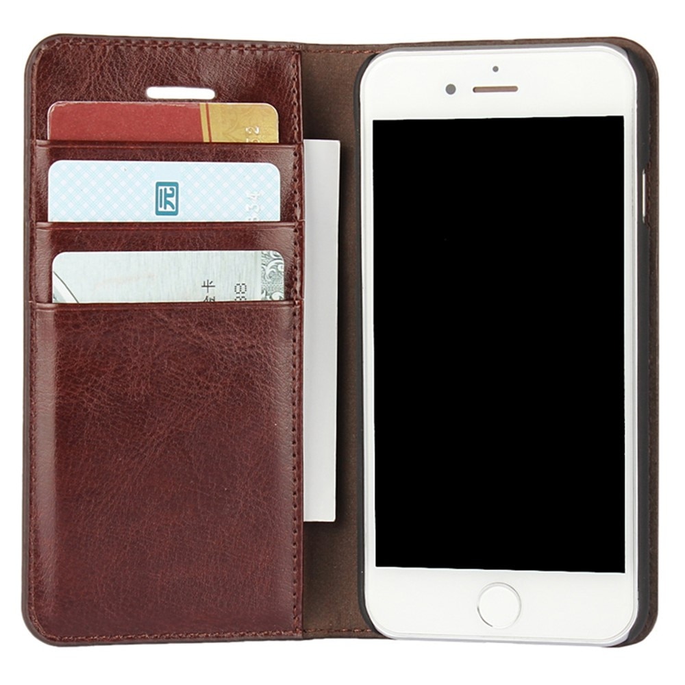 Cover Portafoglio in vera pelle iPhone 8 Marrone scuro