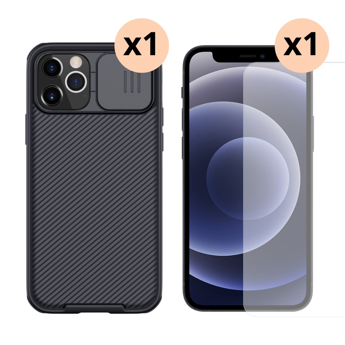 Kit per iPhone 12/12 Pro : Cover CamShield e proteggischermo