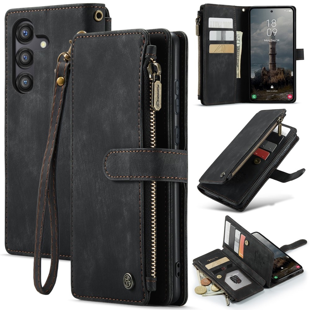 Custodie a portafoglio Zipper Samsung Galaxy A55 Nero