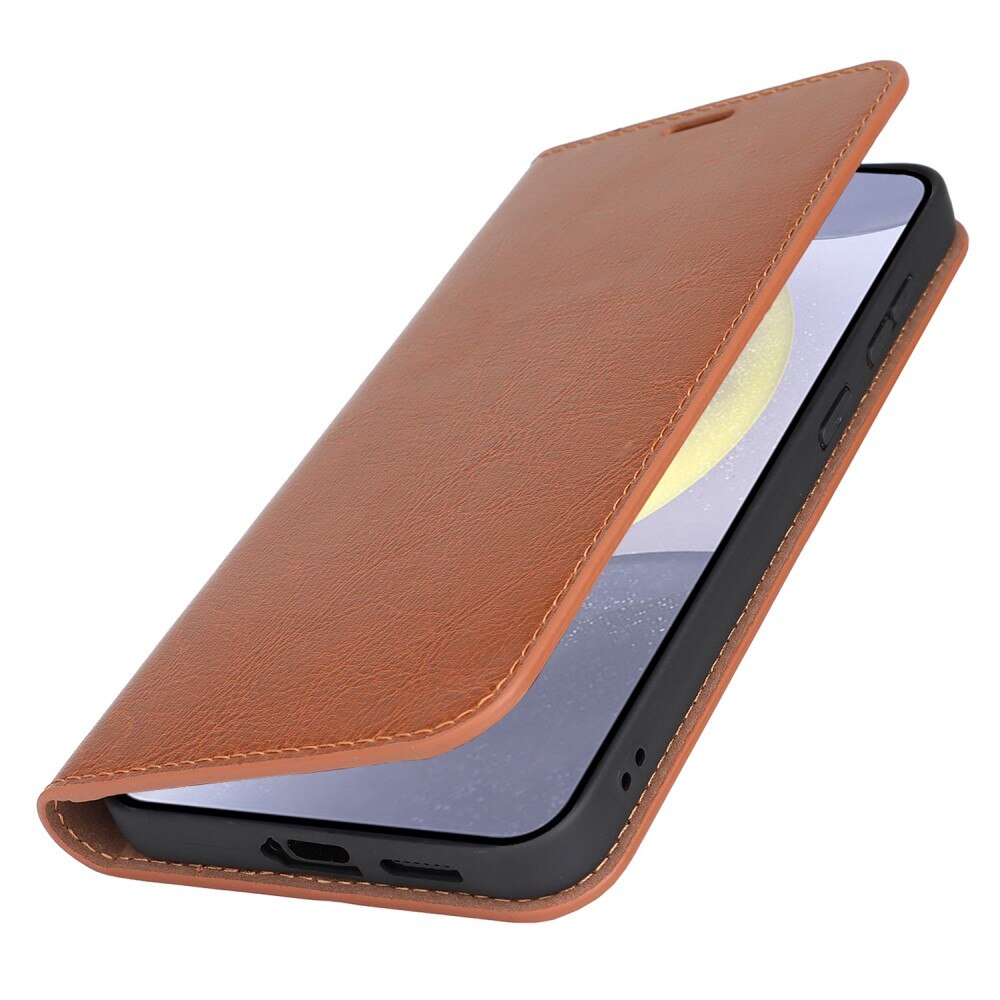 Cover Portafoglio in vera pelle Samsung Galaxy S25 Plus Marrone