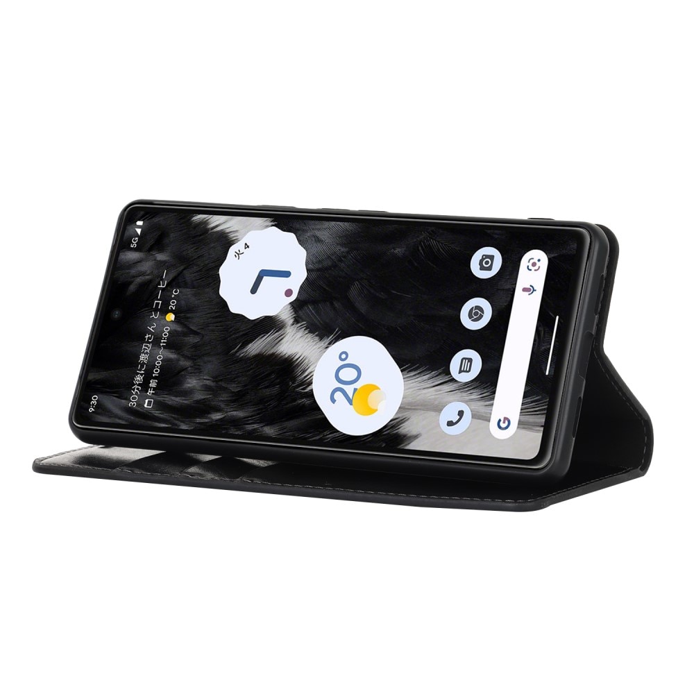Cover Portafoglio in vera pelle Google Pixel 7a Nero