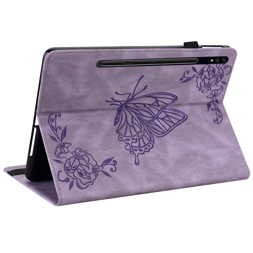 Custodia in pelle con farfalla Samsung Galaxy Tab S9 FE Plus Viola