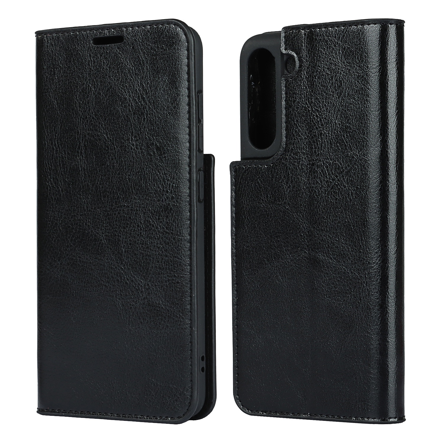 Cover Portafoglio in vera pelle Samsung Galaxy S21 Nero
