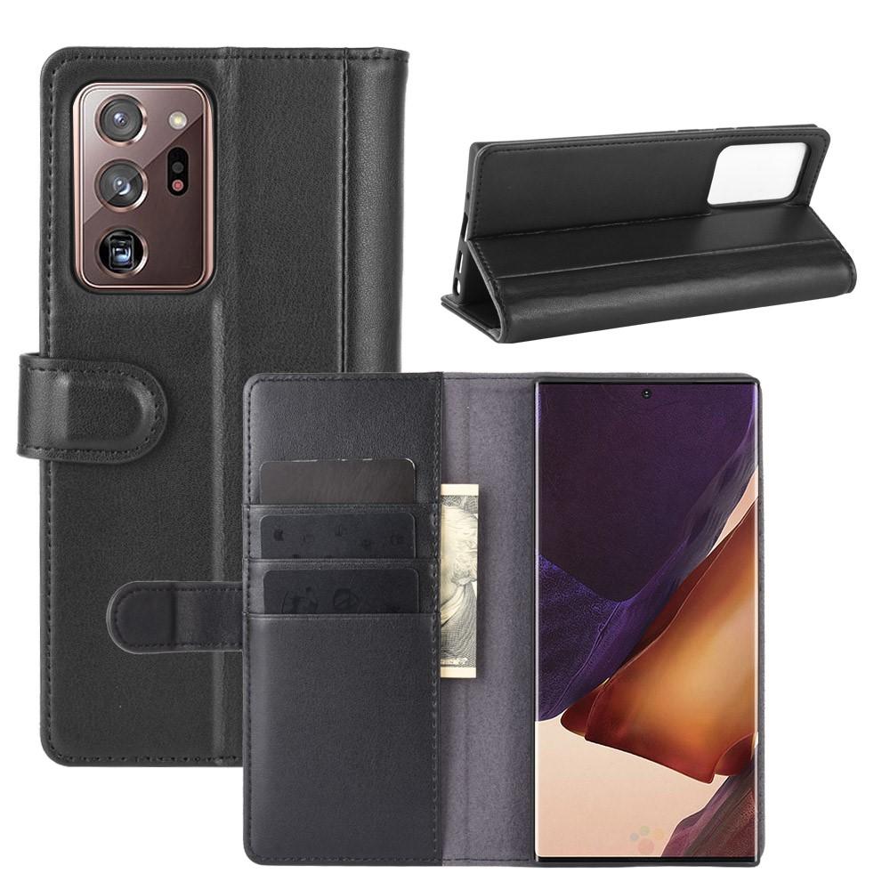 Custodia a portafoglio in vera pelle Samsung Galaxy Note 20 Ultra, Nero